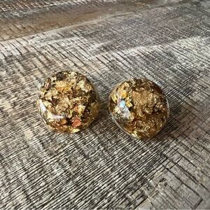 50% OFF - Round Gold Leaf Resin Statement Stud Earrings